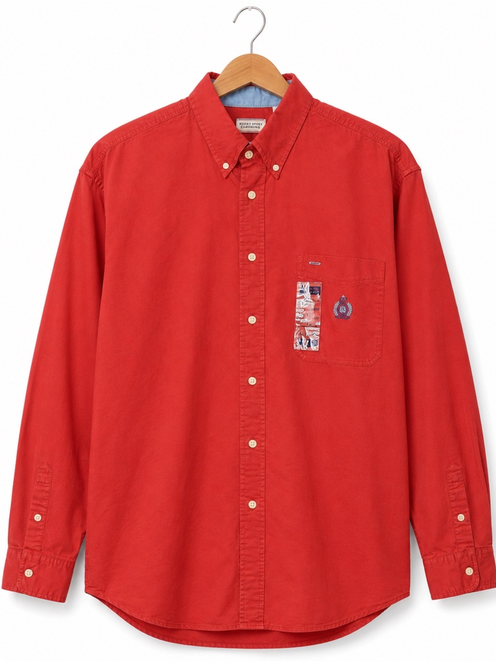 VTG 90s Bugle Boy Red Button-Up Shirt NWT Deadstock Long Sleeve Cotton Retro XL